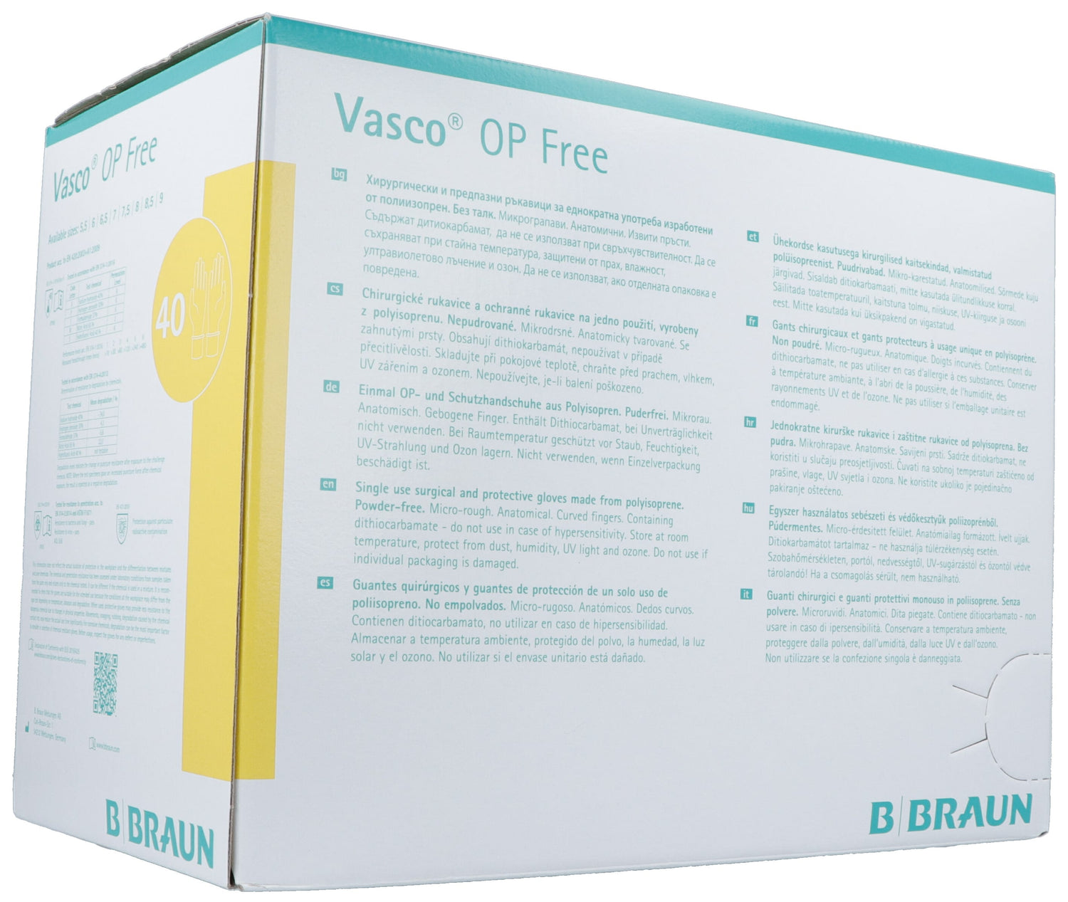 VASCO OP FREE gant Gr8.0 stérile s latex 40 paire