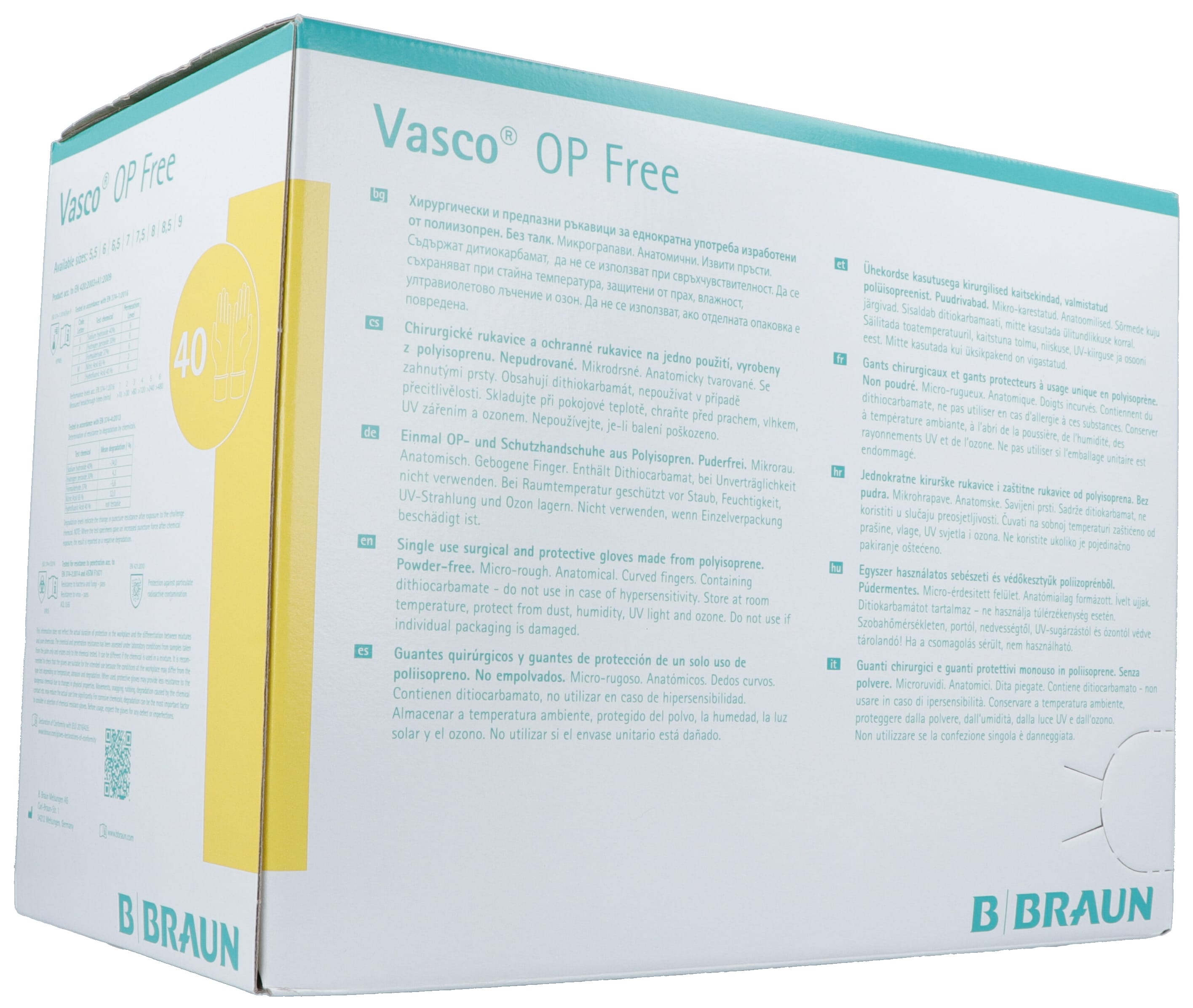 VASCO OP FREE gant Gr8.0 stérile s latex 40 paire