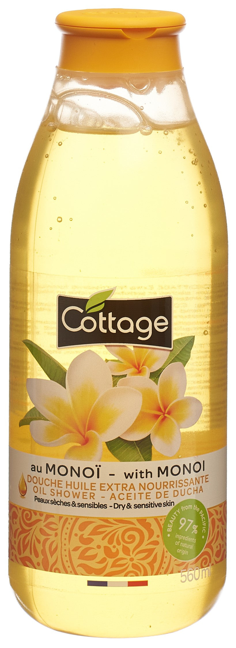 Cottage Huile de Douche Monoï 560 ml Nourrissante | Douceur Intense