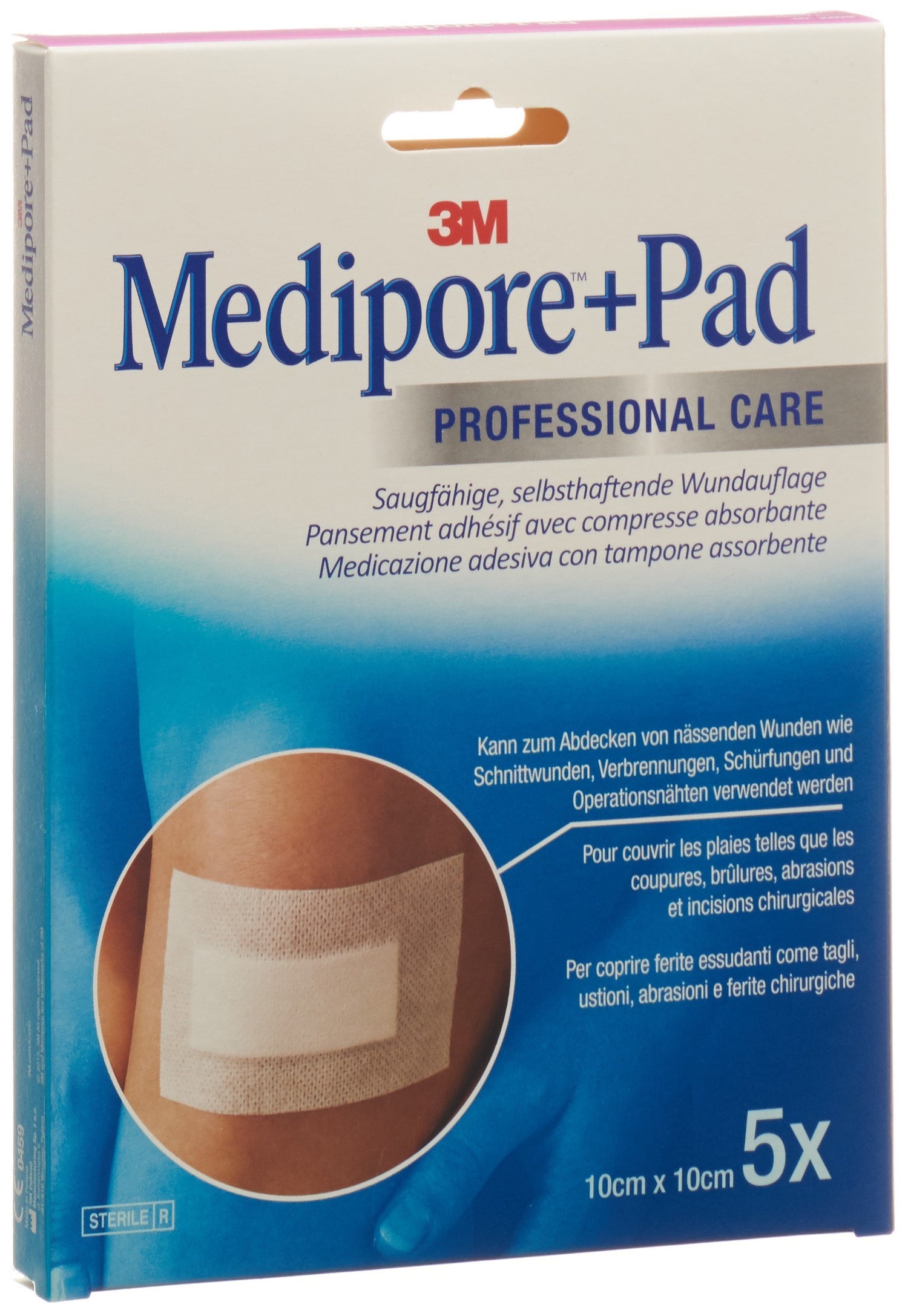 3M MEDIPORE+PAD 10x10cm compresse 5x5.5cm 5 pce