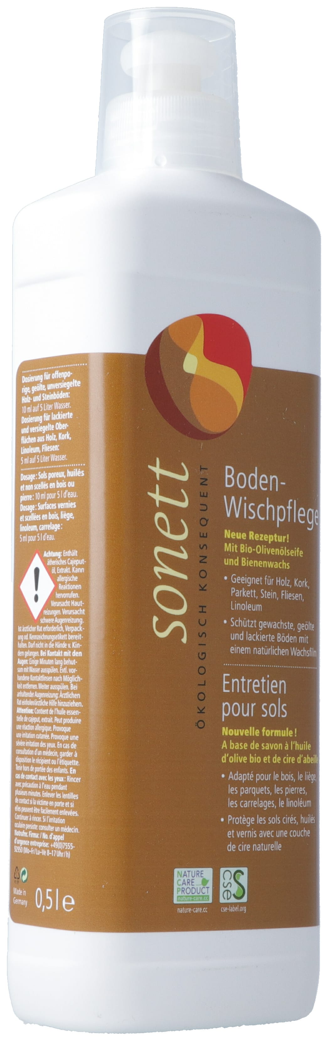 SONETT Entretien Sols Vernis Nettoyant Doux | 500 ml