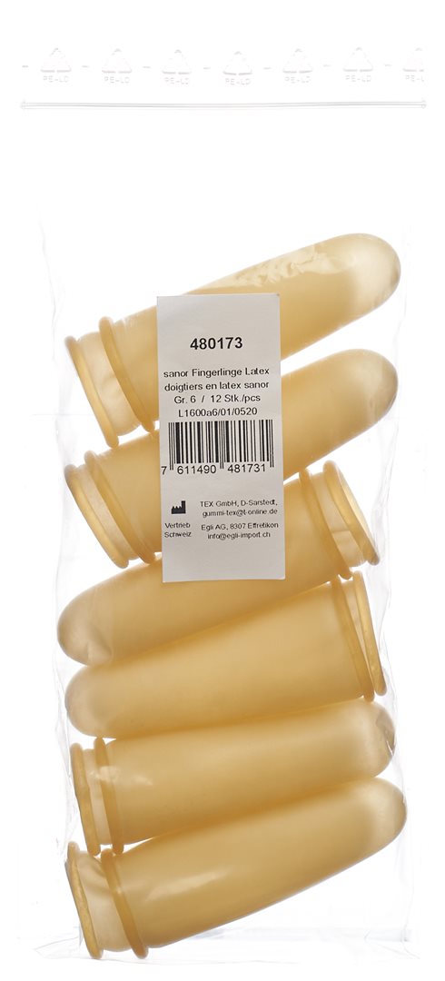 SANOR Doigtier Latex Léger Poudré Taille 6 Protection | 12 Pièces
