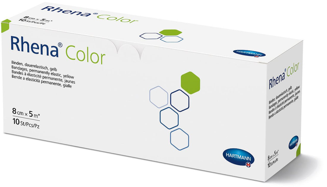 RHENA Bande Élastique Jaune 8cm x 5m - Confort &amp; Maintien | Lot de 10