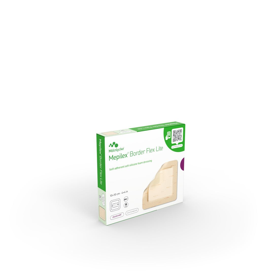 Mölnlycke MEPILEX Border Flex Lite Pansement Adhésif Doux | 10 x 10 cm 5 pièces