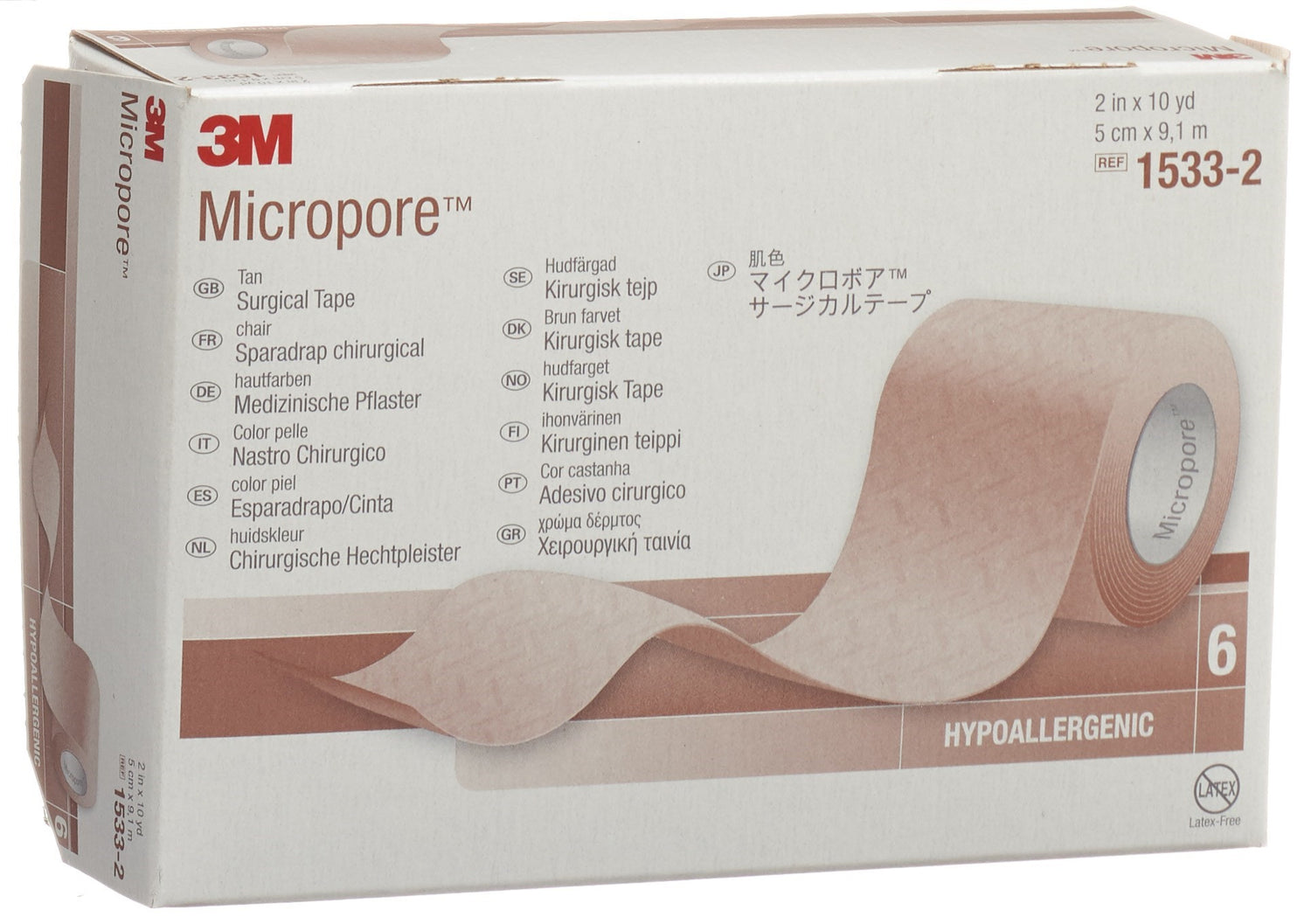 3M MICROPORE sparadr s disp 50mmx9.14m bla 6 pce