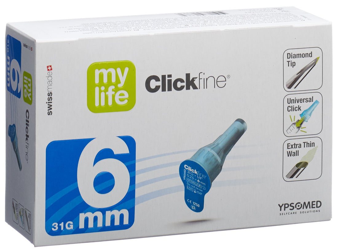 MYLIFE Clickfine Aiguilles Sûres 6mm 31G 100 Pièces Confort