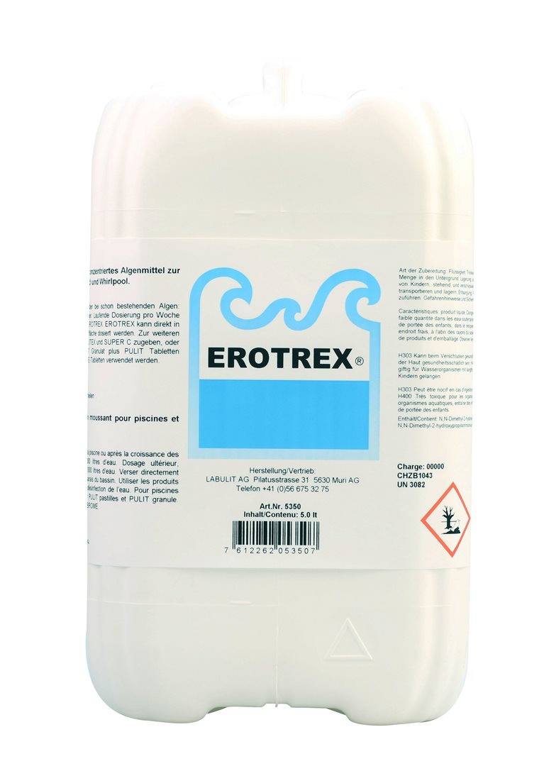 EROTREX Algicide Liquide 5L : Élimination Efficace des Algues | Traitement Piscine