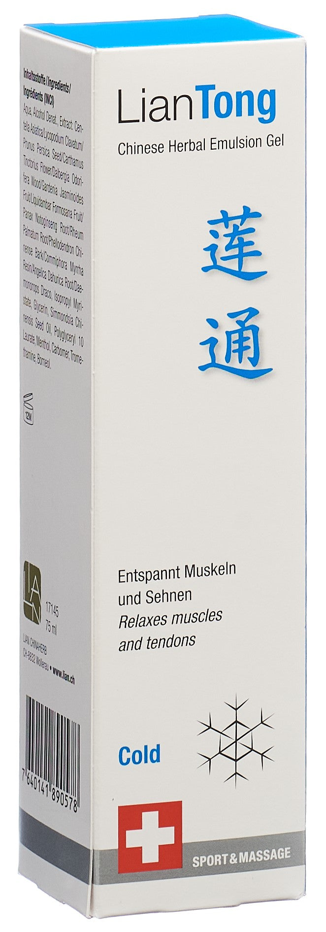 LIANTONG Gel Émulsion Herbes Chinoises Soulagement Froid 75 ml