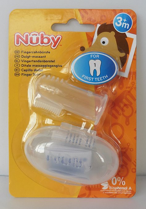 NUBY Brosse à Dents Doigt Bébé + Boîte Hygiénique | Soin Oral Essentiel