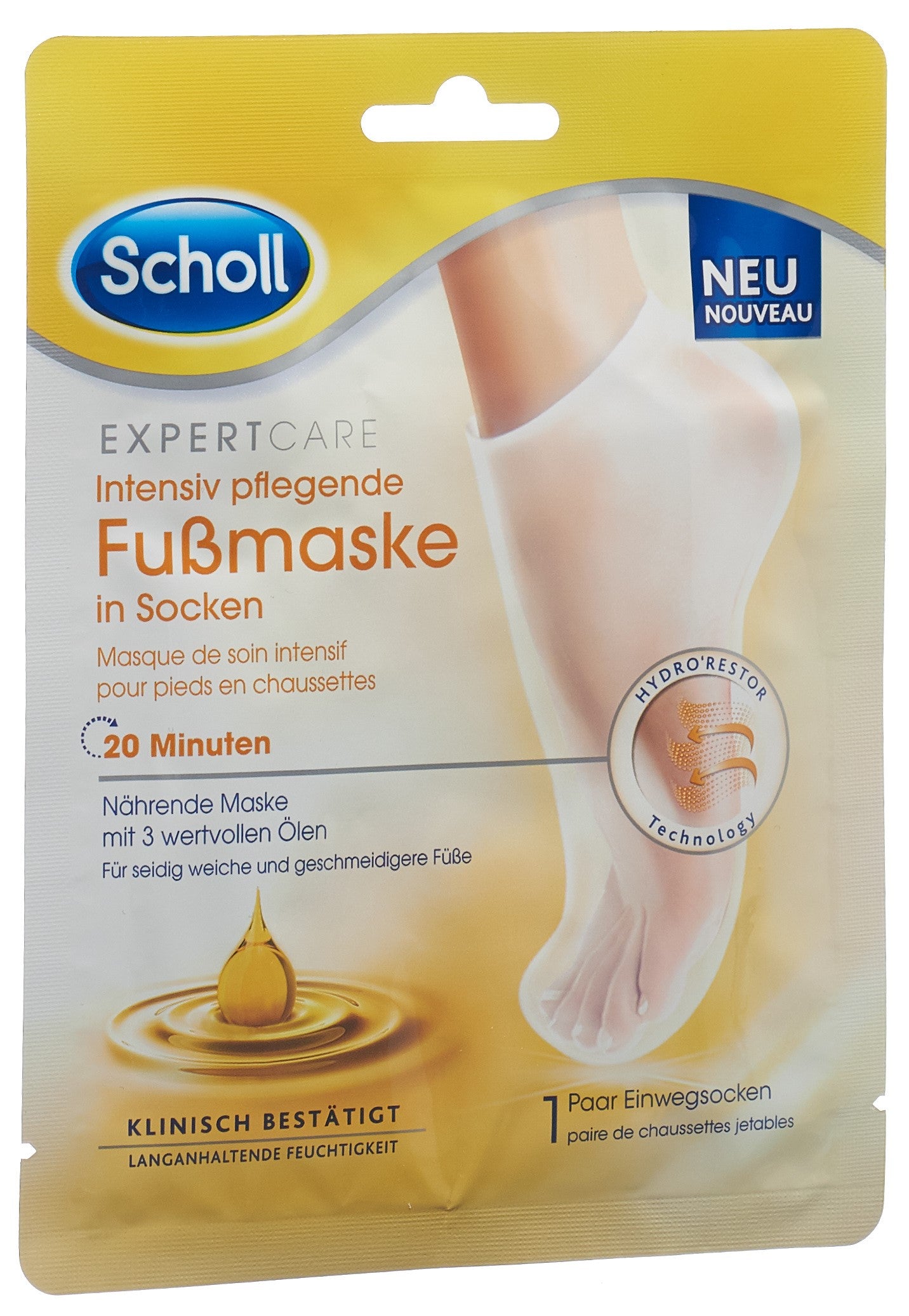 Scholl Masque Soin Intensif Pieds | 2 Sachets Hydratants