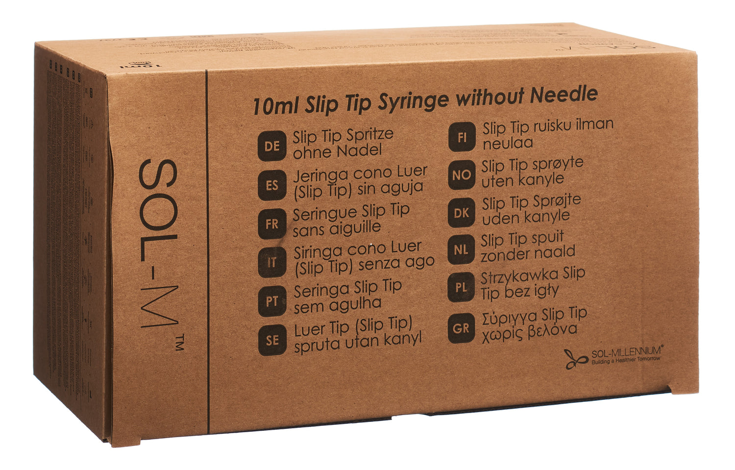 SOL-M Seringue Stérile 10 ml SlipTip | Boîte 100 Unités