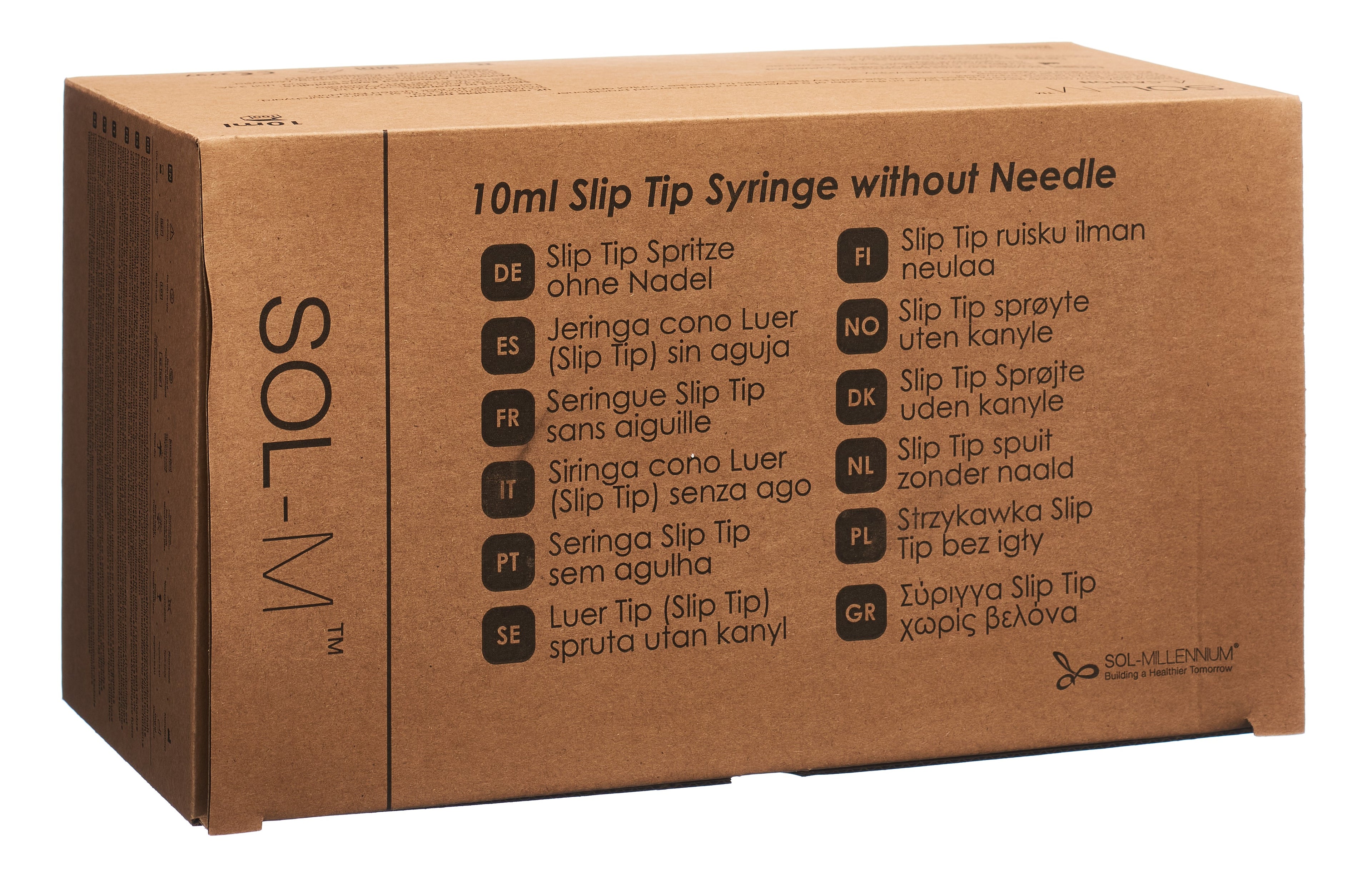 SOL-M Seringue Stérile 10 ml SlipTip | Boîte 100 Unités