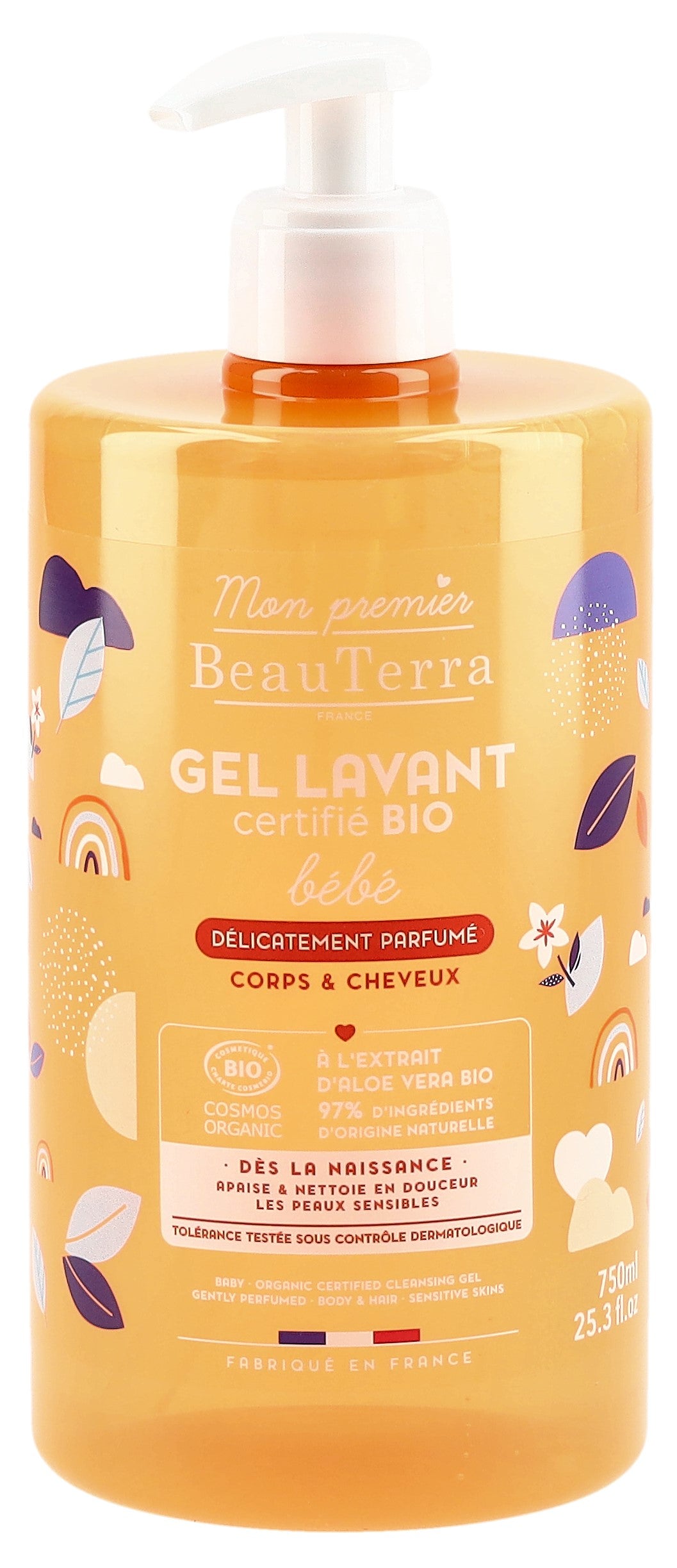 BEAUTERRA Gel Douche Bébé Bio 750 ml Douceur &amp; Protection