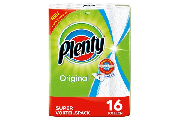 PLENTY Papier Ménage Original 45 Feuilles | Lot 16 Rouleaux Ultra Absorbant