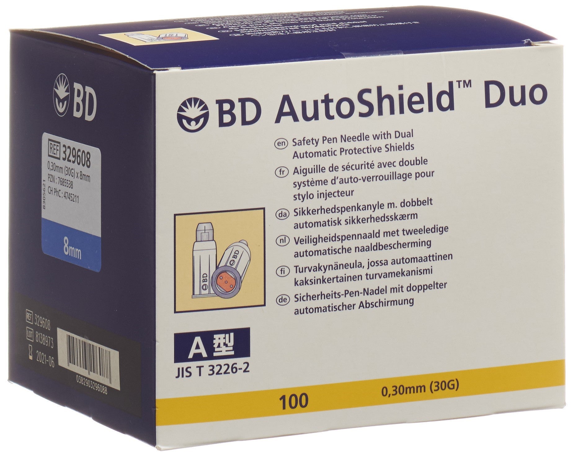 BD AutoShield Duo Aiguille Sécurité 8mm 100 Pièces | Dispositif Médical
