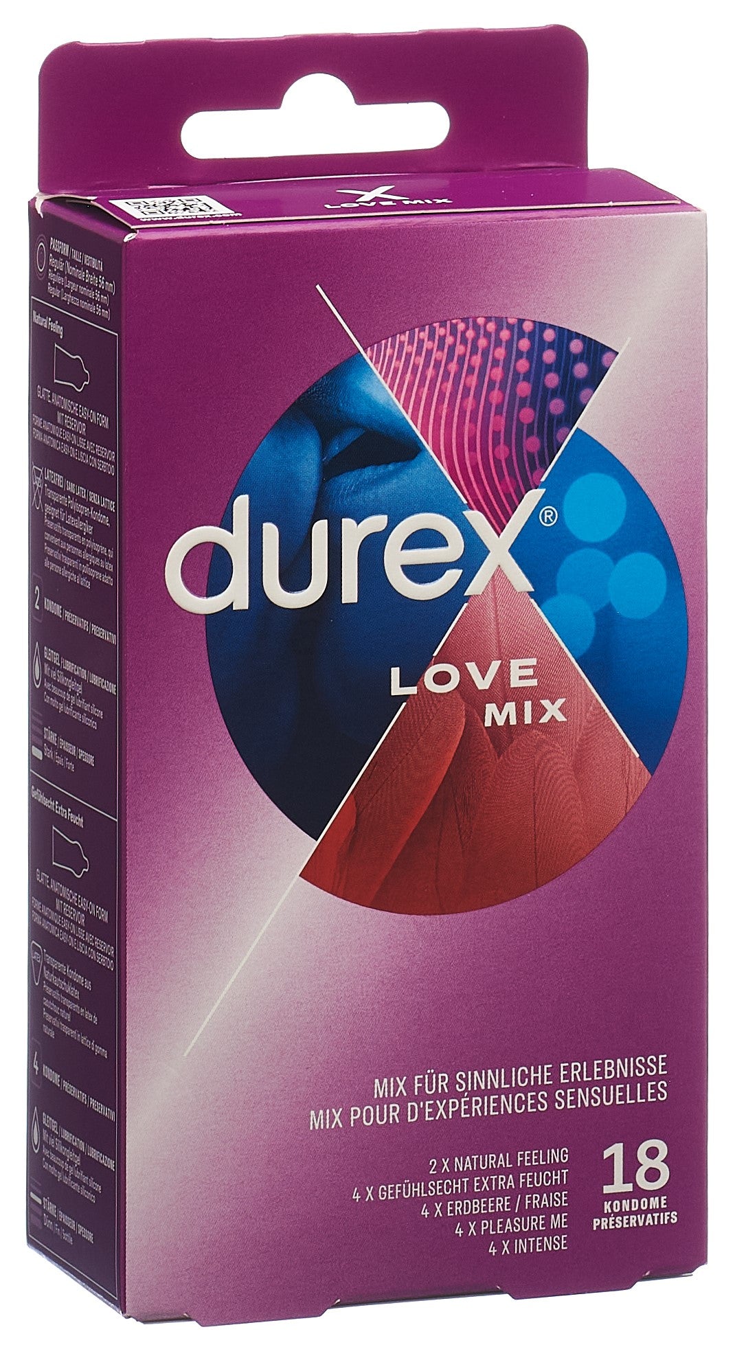 Durex Love Mix Préservatifs Plaisir Intense | Lot de 18 pièces