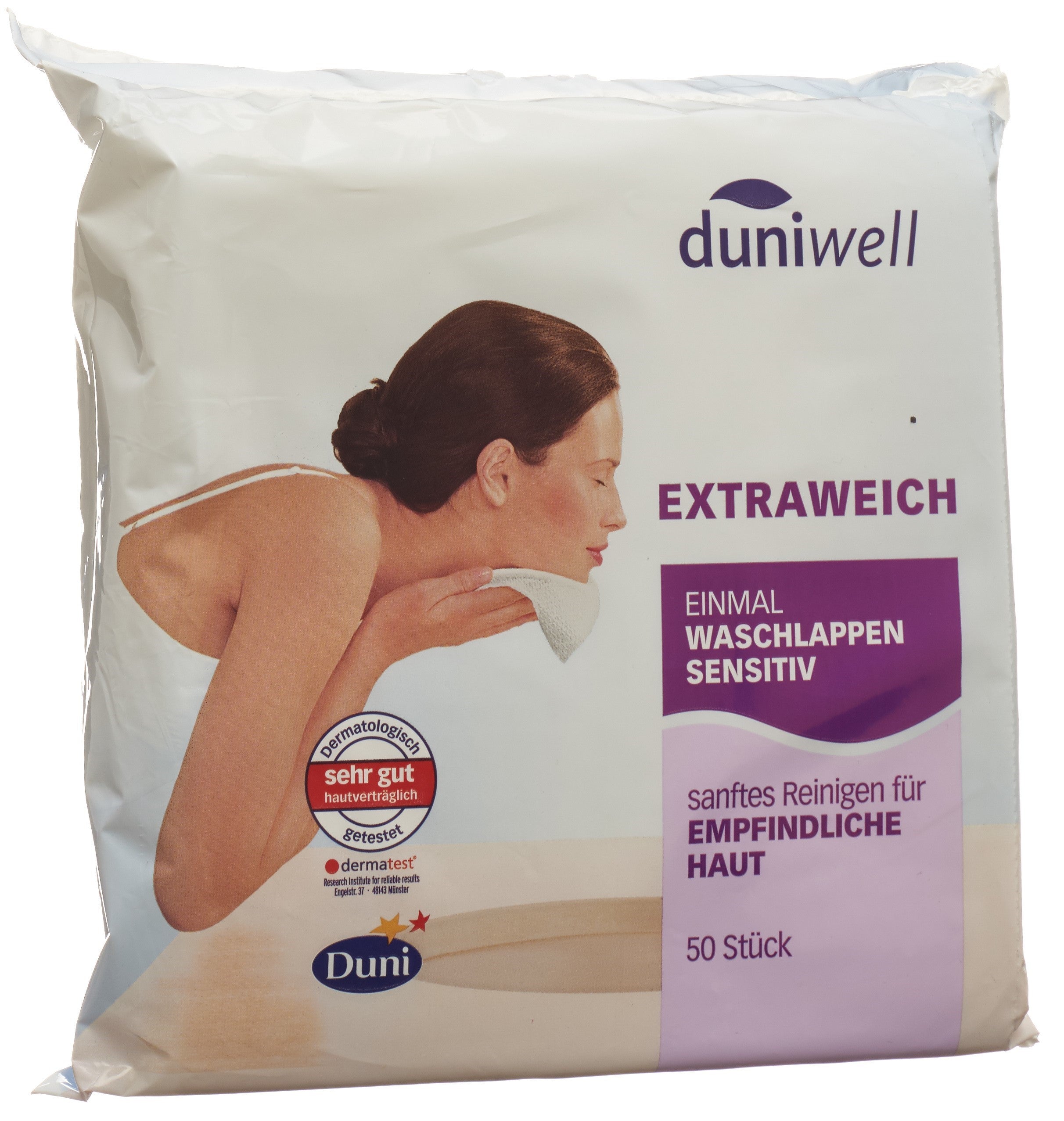 DUNIWELL Lavettes Usage Unique Sensitive 50 Pièces | Douceur &amp; Hygiène