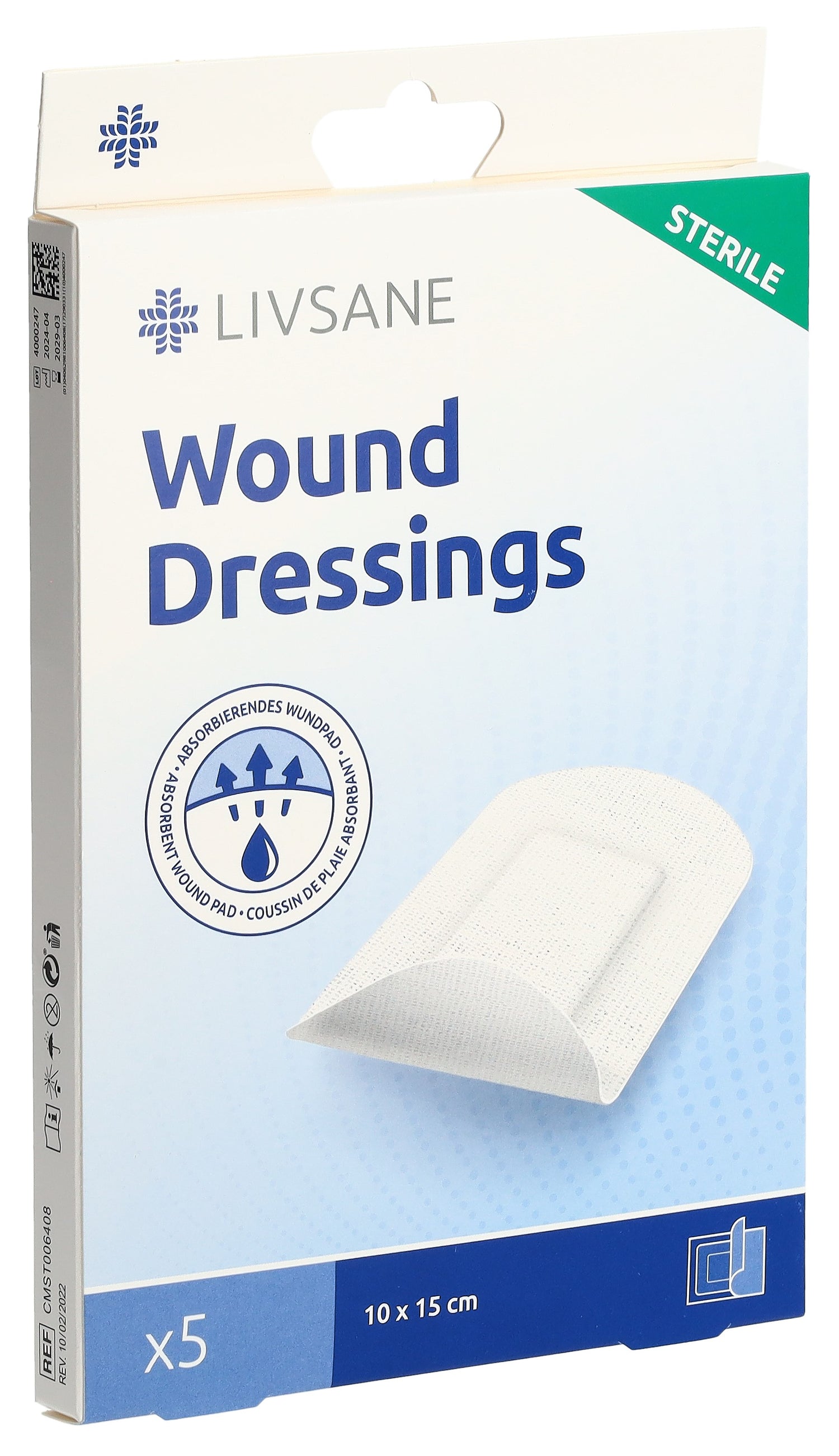 LIVSANE Pansements Stériles Cicatrisation Rapide 10x15cm 5 pièces