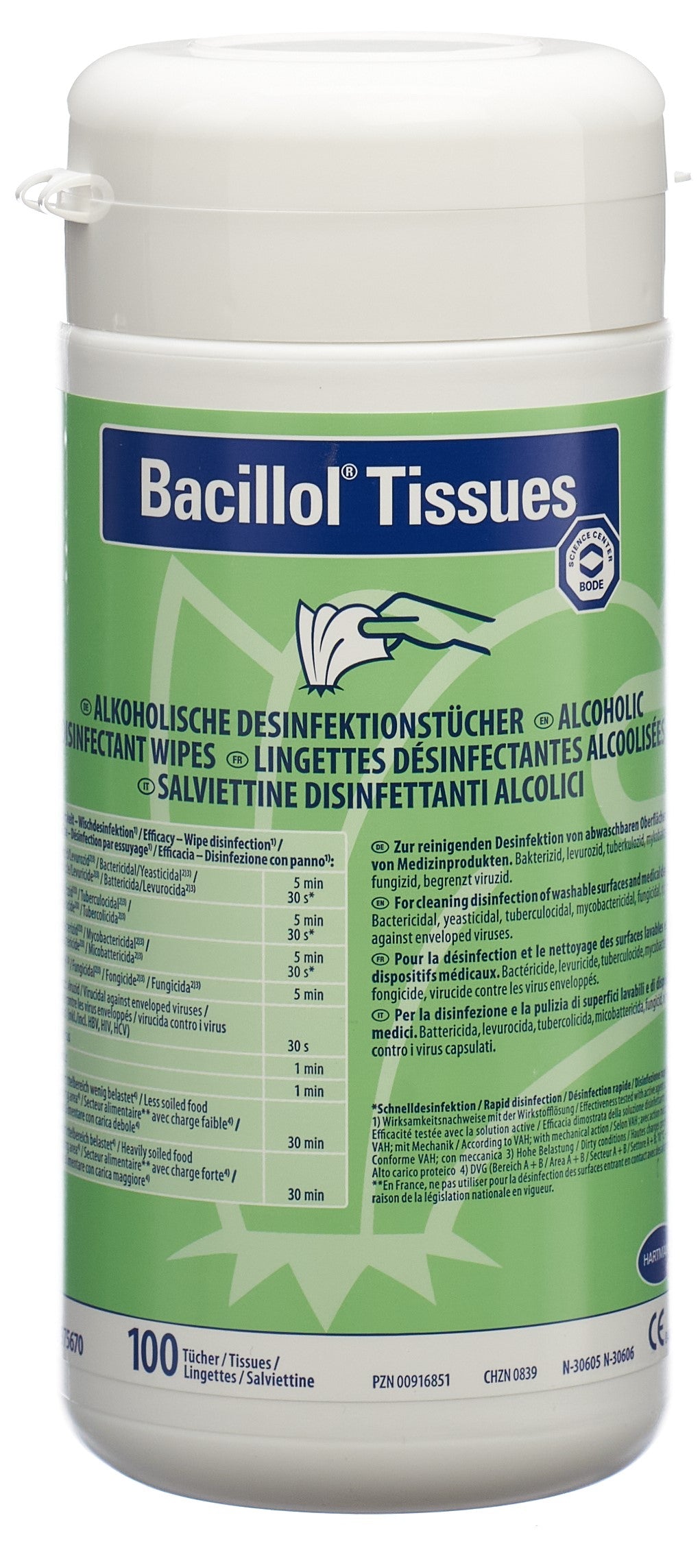 BACILLOL Lingettes Désinfection Surfaces 100 Pièces | Rapide &amp; Efficace