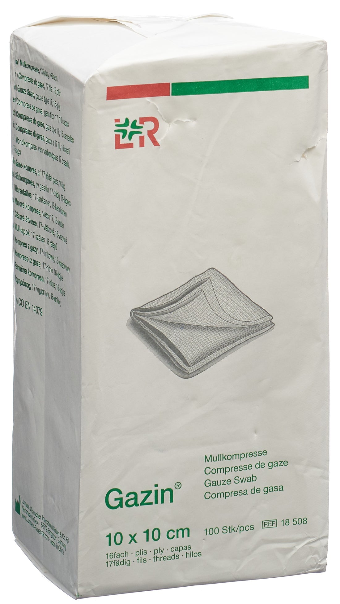 GAZIN Compresses de Gaze Stériles 10x10cm 16 Plis - Lot de 100