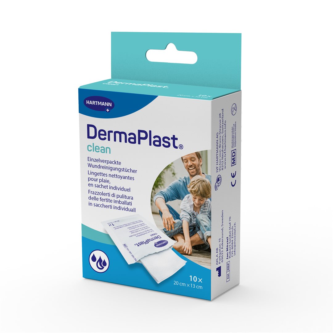 DERMAPLAST Lingettes Nettoyantes Plaies 10 Pièces | Hygiène &amp; Soin