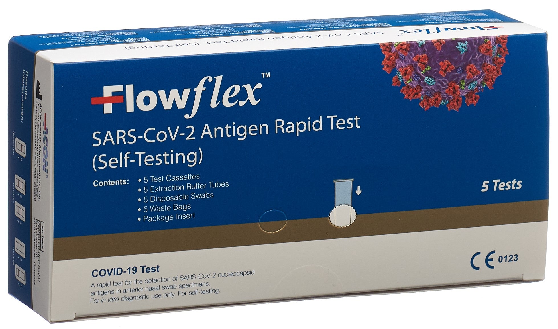 Flowflex Test COVID-19 Rapide Antigénique Fiable | 5 Tests