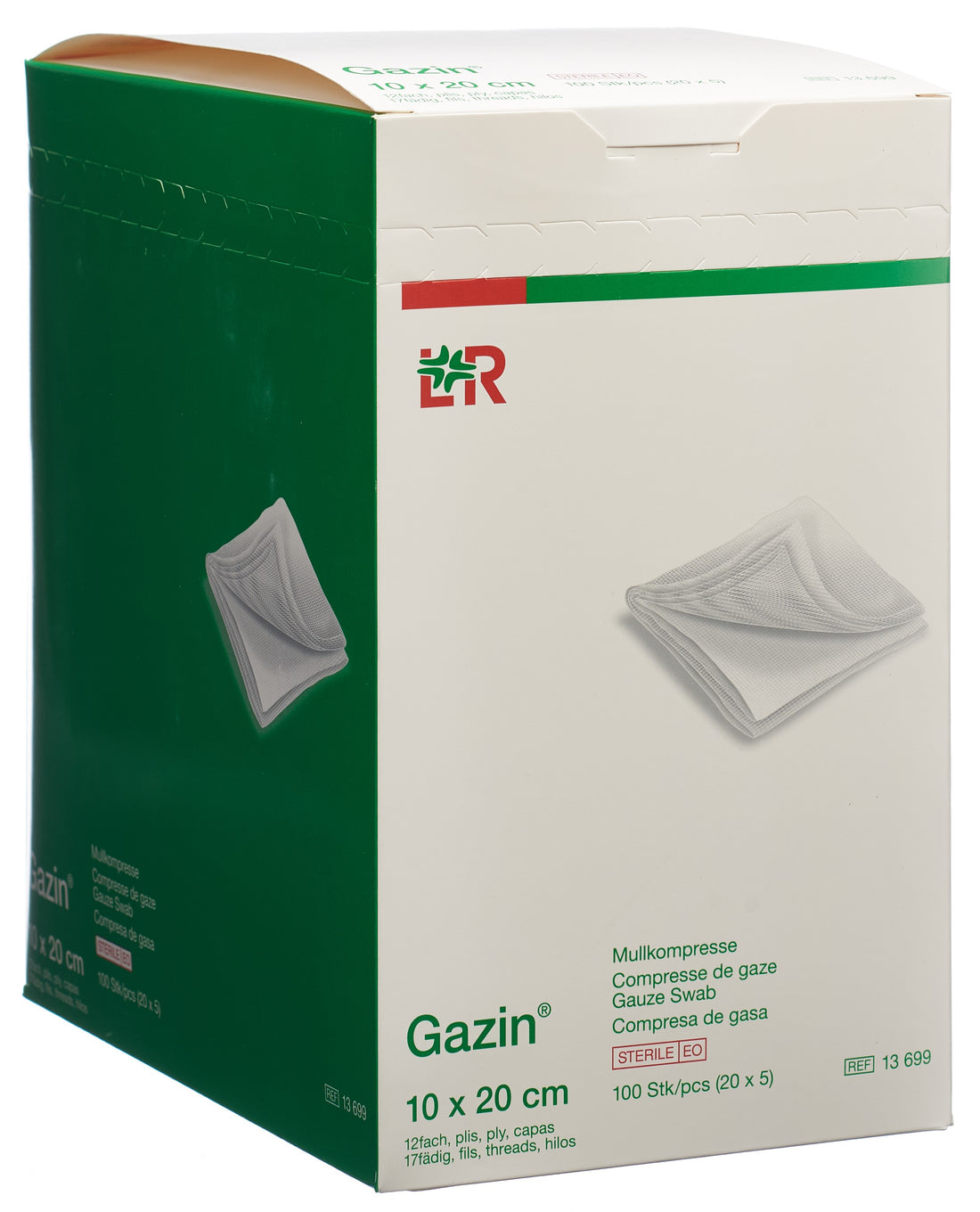 GAZIN Compresse Gaze Stérilisée 10x20cm 12 Pièces x 5 Boîtes | Soin Essentiel
