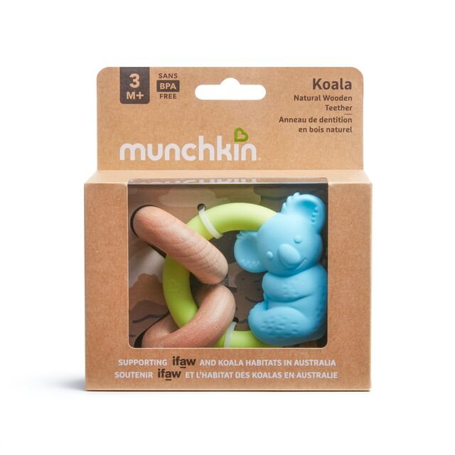 MUNCHKIN Koala Dentition Bois Naturel Soulage Douleurs | Anneau Bébé