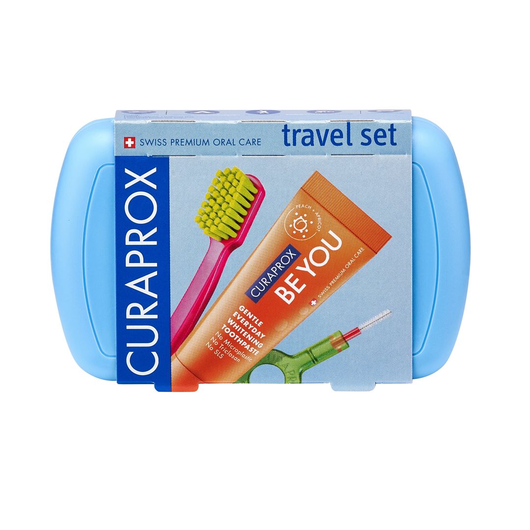 CURAPROX Brosse à Dents Voyage Set Bleu Hygiène Bucco-Dentaire | Kit Essentiel