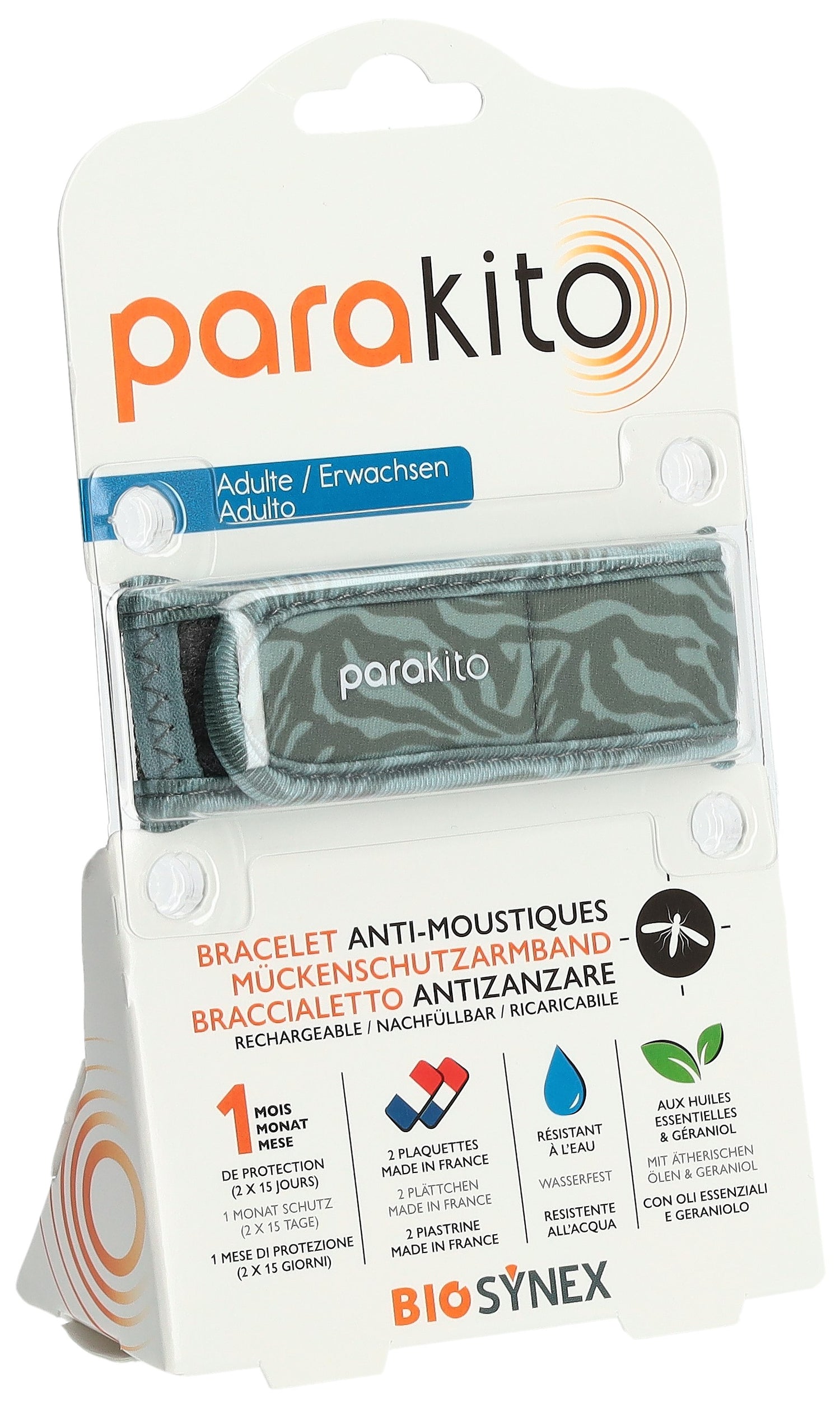 PARAKITO Bracelet Anti-Moustiques Adulte Graphic Jungle Efficace | 1 Bracelet