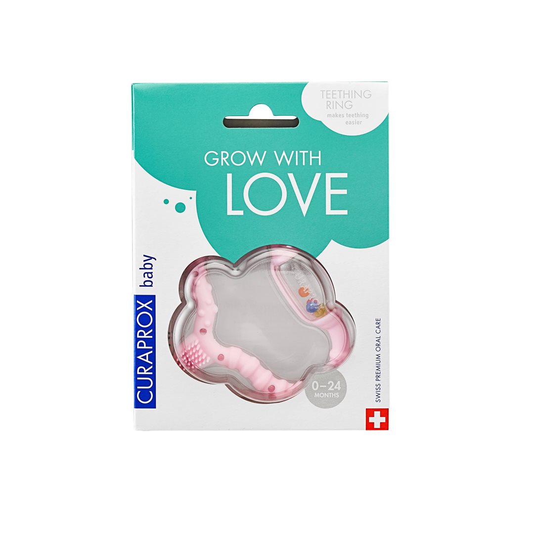 CURAPROX Anneau de Dentition Rose Apaisant | Bébé 3-18 mois
