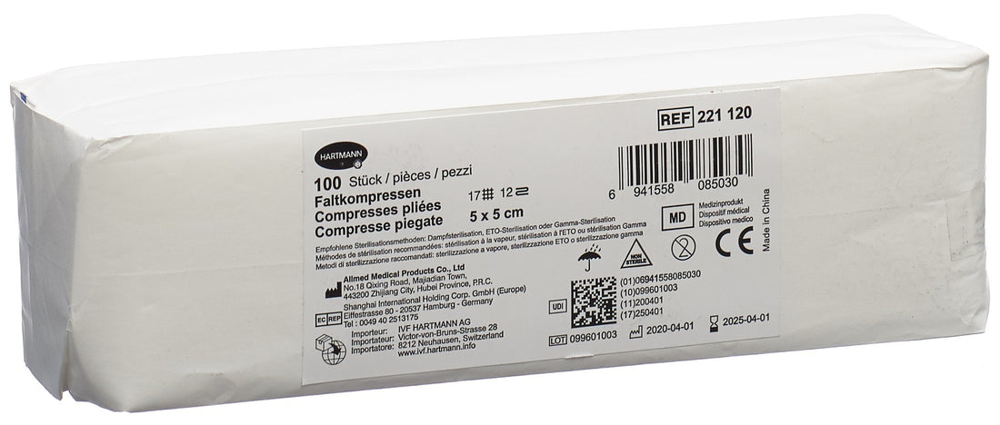 Compresses stériles IVF T17 5x5cm 12 couches 100 pièces | Soin médical