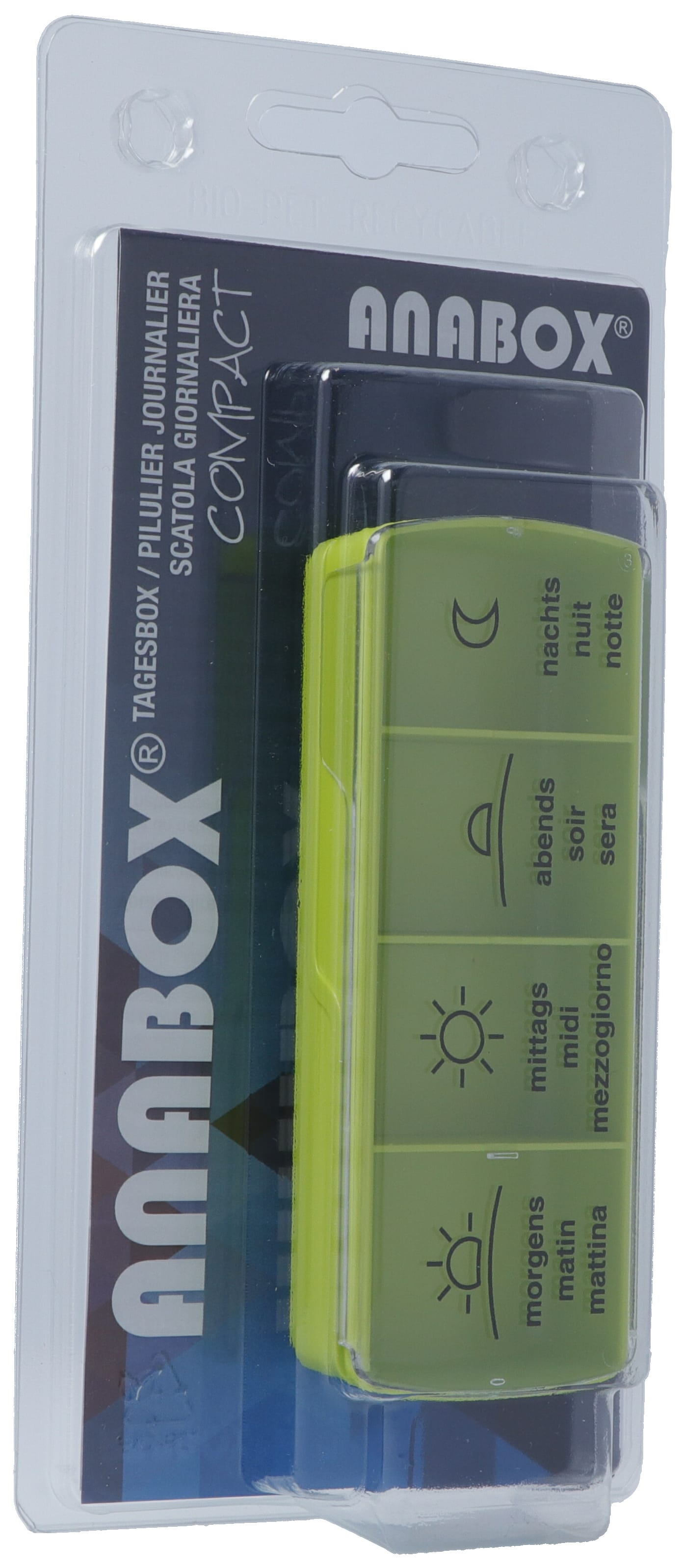 ANABOX Pilulier Jour Vert 4 Cases Organisateur Médicaments | Compact