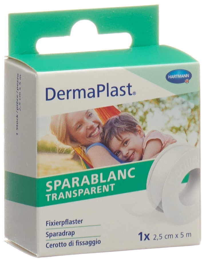DERMAPLAST Sparablanc Pansement Transparent 2.5 cm x 5 m | Soin &amp; Protection