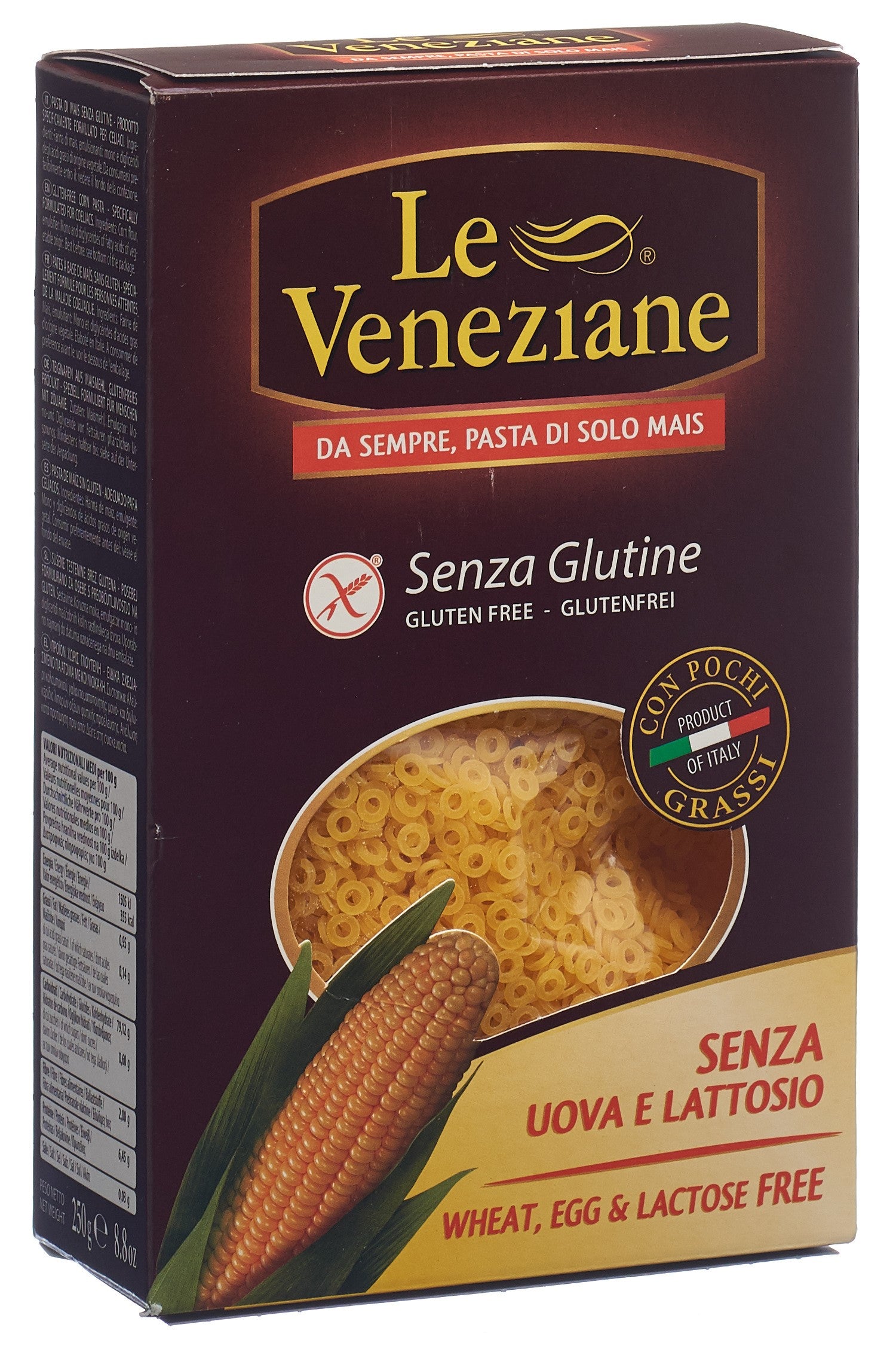 LE VENEZIANE Anellini de Maïs sans Gluten 250 g | Pâtes Sans Gluten