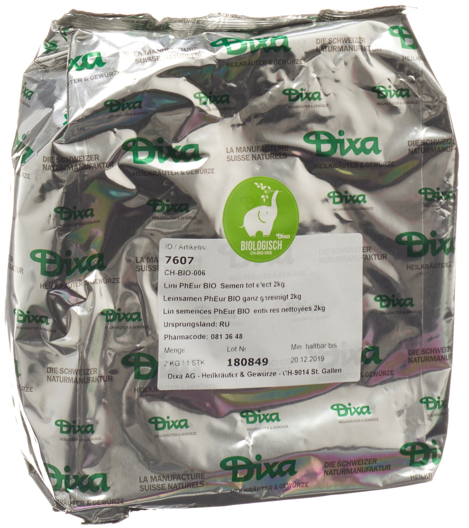 DIXA Lin Graines Bio Entières Nettoyées 2 kg | Santé &amp; Bien-être