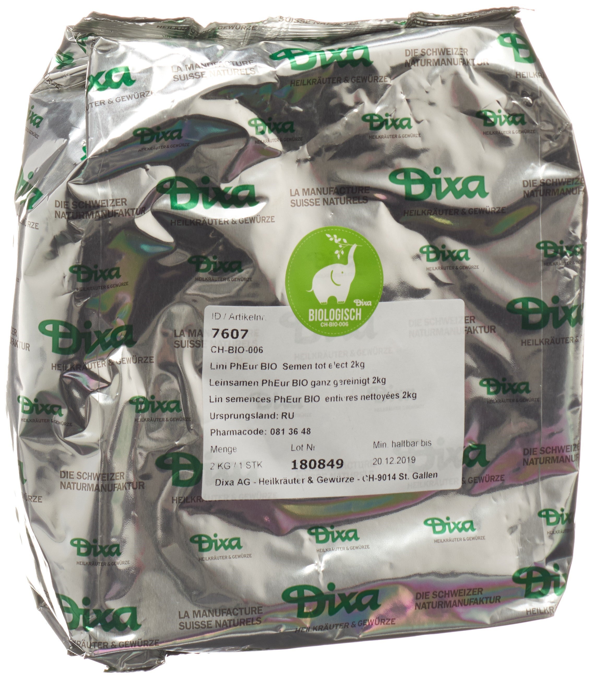 DIXA Lin Graines Bio Entières Nettoyées 2 kg | Santé &amp; Bien-être