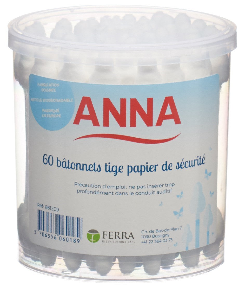 ANNA Coton-tiges Sécurité 60 Pièces | Douceur &amp; Hygiène