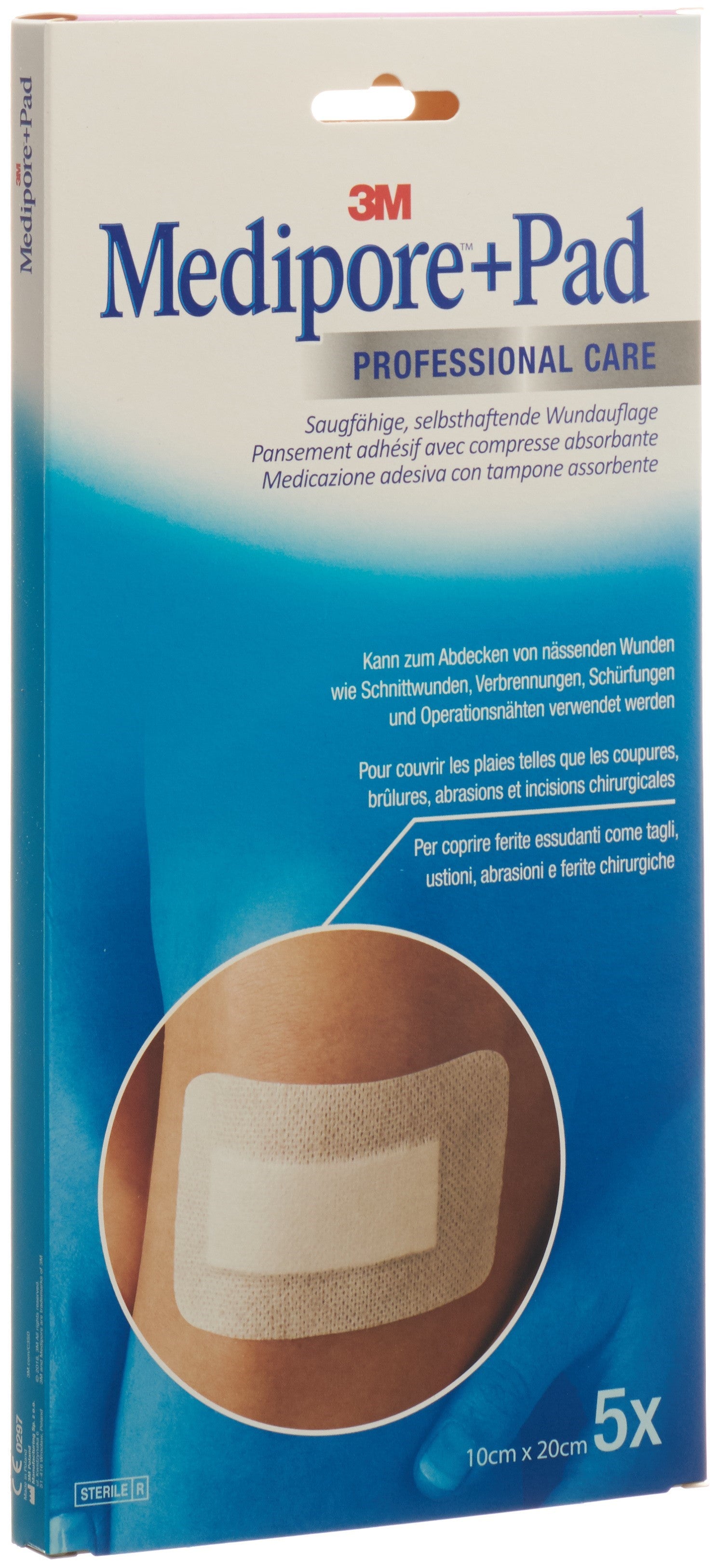 3M MEDIPORE+PAD 10x20cm compresse 5x15.5cm 5 pce