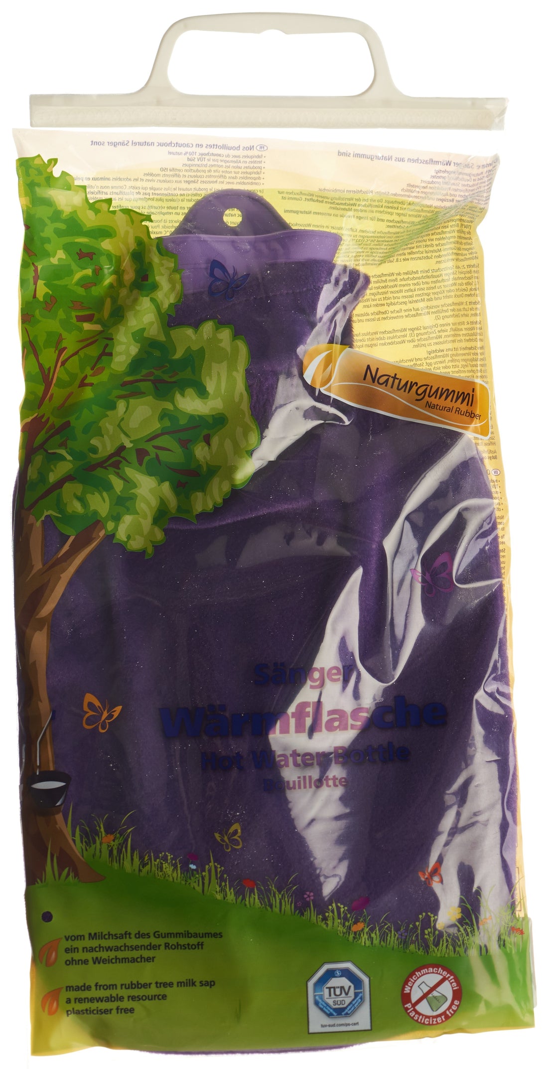 SÄNGER Bouillotte 2 L Housse Velours Lilas | Confort Chaleureux