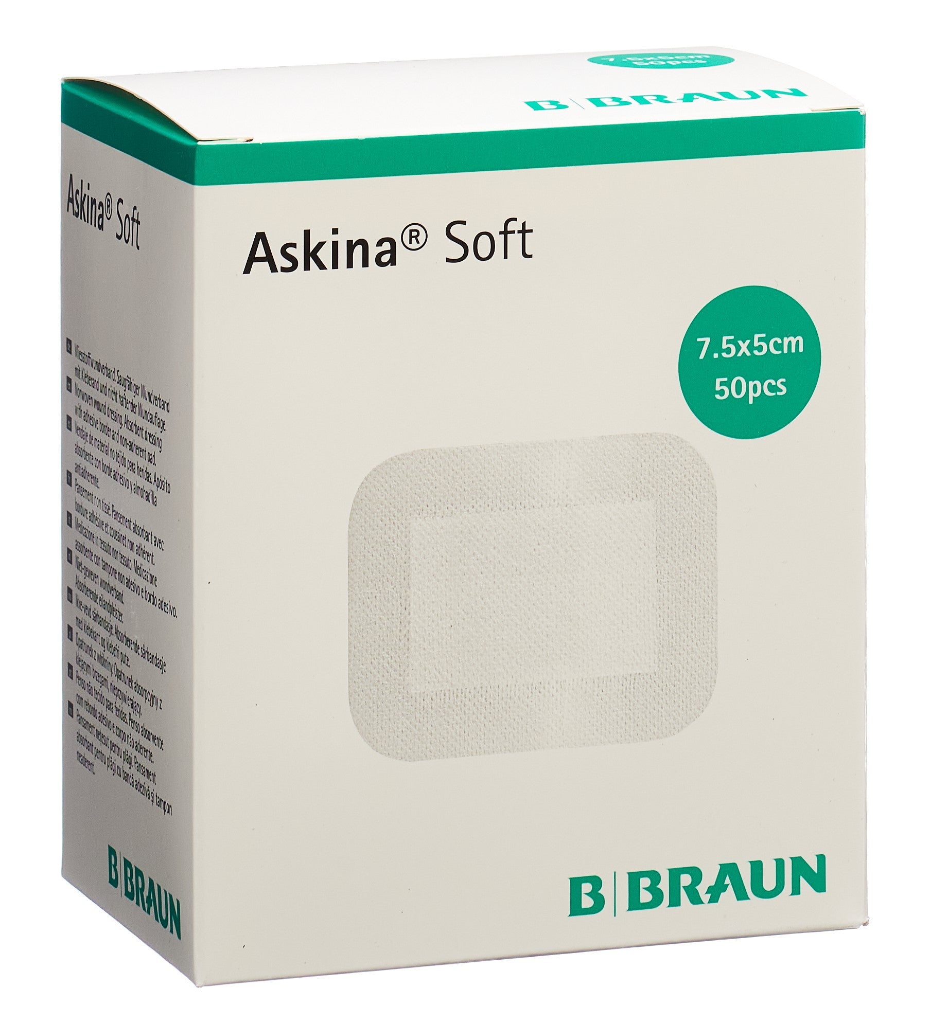 ASKINA Soft Pansement Non-Tissé Auto-Adhésif 5x7.5cm | 50 Pièces