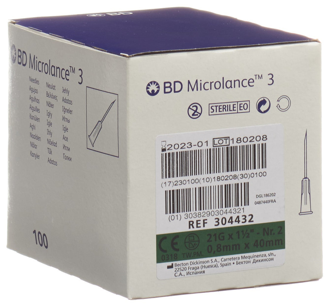 BD Microlance Aiguilles 0.80 x 40mm Vert Lot de 100 | Précision &amp; Sécurité
