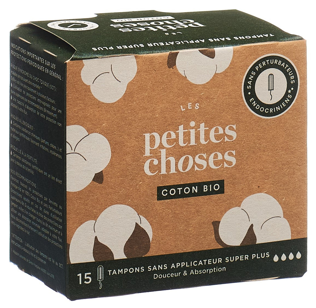 LES PETITES CHOSES Tampons Super Plus Bio 15 Pièces | Protection Douce et Naturelle