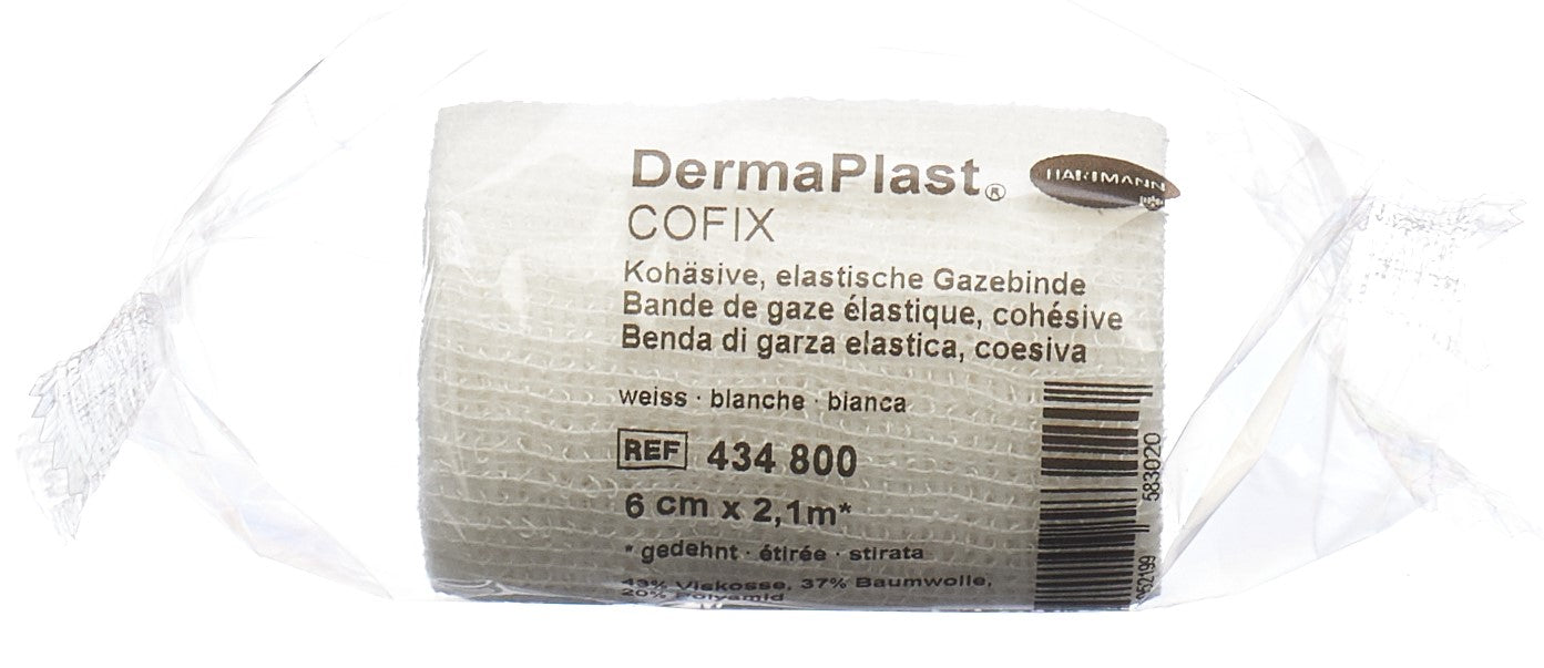 DERMAPLAST CoFix Pansement Compressif 6 cm x 2.1 m Blanc | Fixation Douce