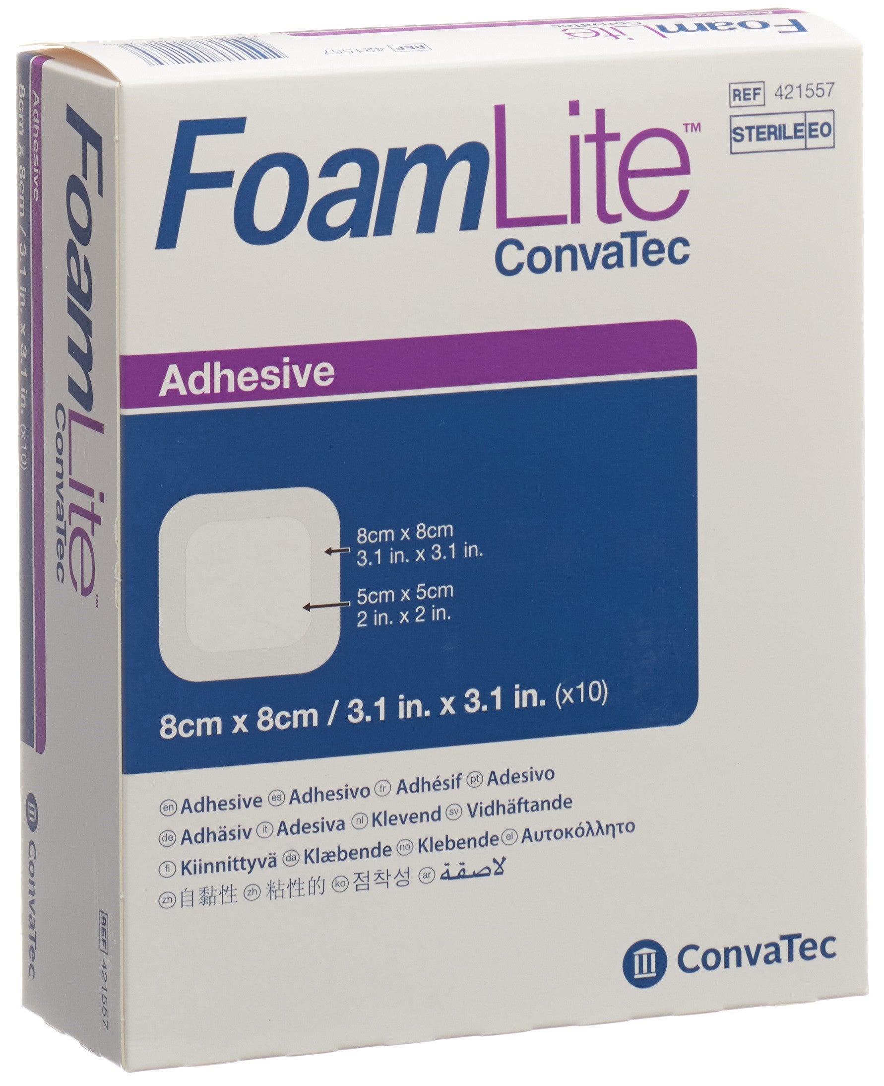Convatec Foam Lite Pansement Mousse Siliconée Soin Plaie | 10 Pièces 8x8cm
