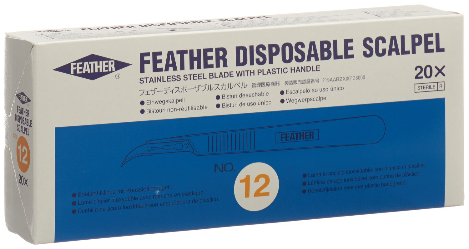 FEATHER Scalpel N°12 Stérile 20 Pièces | Chirurgical