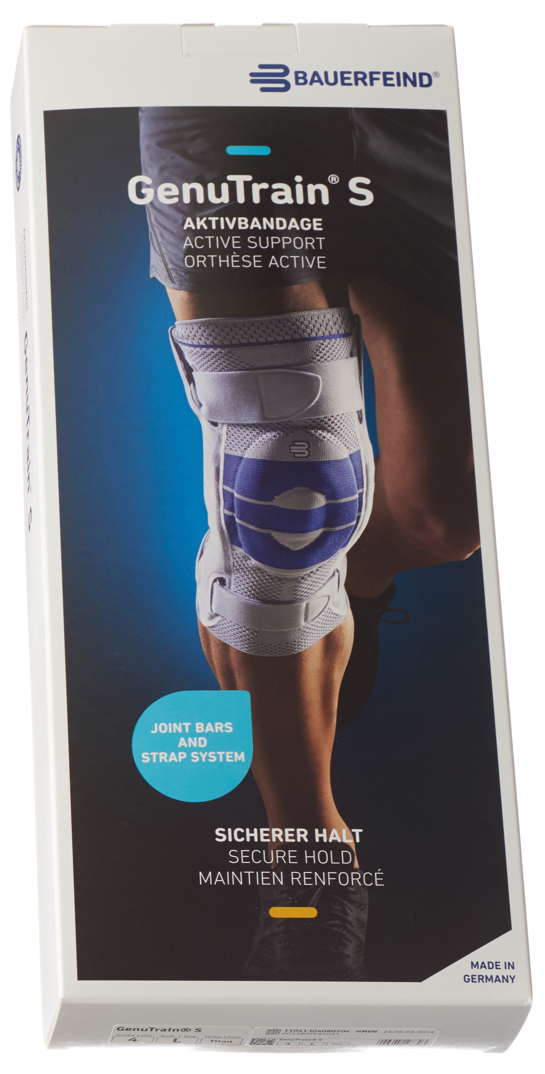 BAUERFEIND GenuTrain S Genouillère Orthopédique Taille 4 Titane Confort