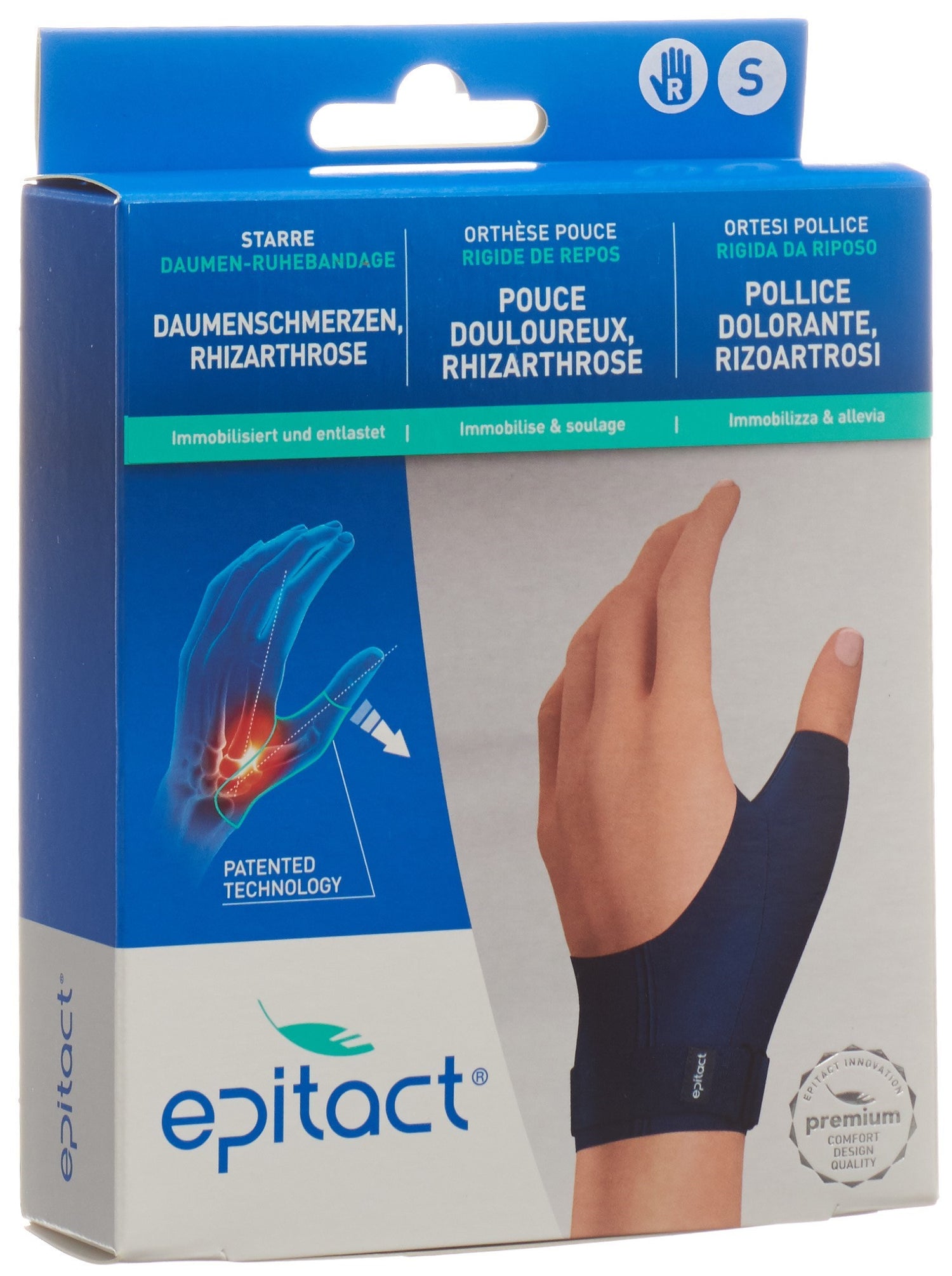EPITACT Orthèse Pouce Rigide de Repos S Droite | Soulage Douleur