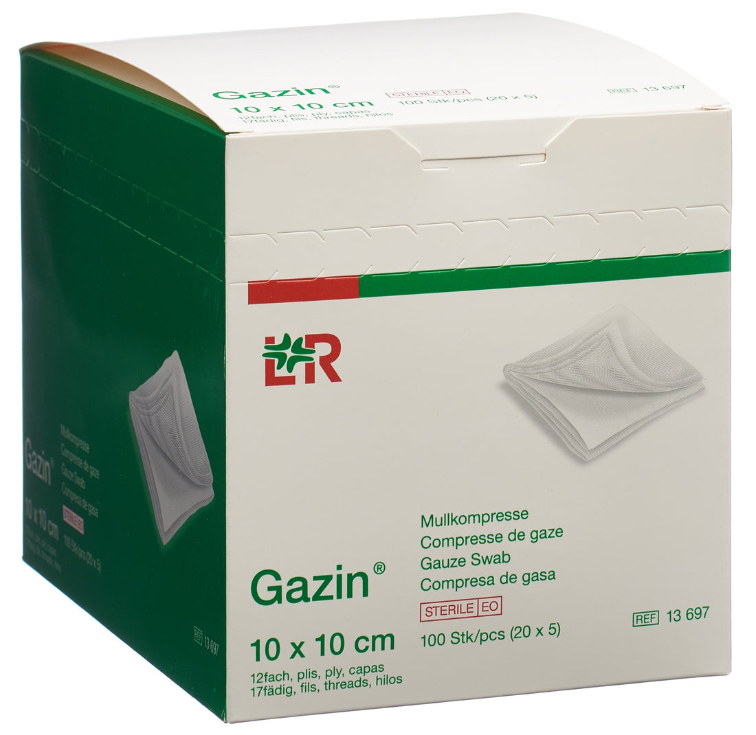 GAZIN Compresses de Gaze Stériles 10x10cm | Lot de 20 paquets de 5 pièces