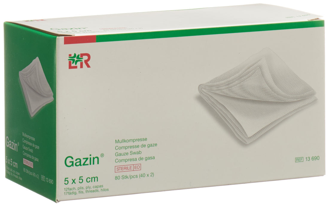 GAZIN Compresses de Gaze Stériles 5x5cm 12 Pansements | Soin Blessures